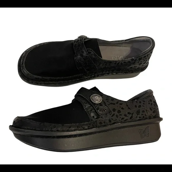 ALEGRIA Black Den-435 Leather Clogs Shoes - Picture 5 of 12